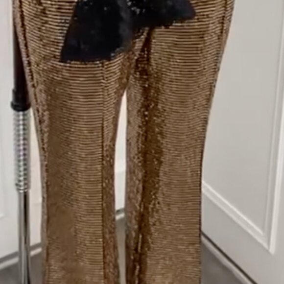 Dance Inc. Gold Sparkle Sequin Pants Sz S-M for Gorgeous Night Out Special Event - Picture 8 of 16